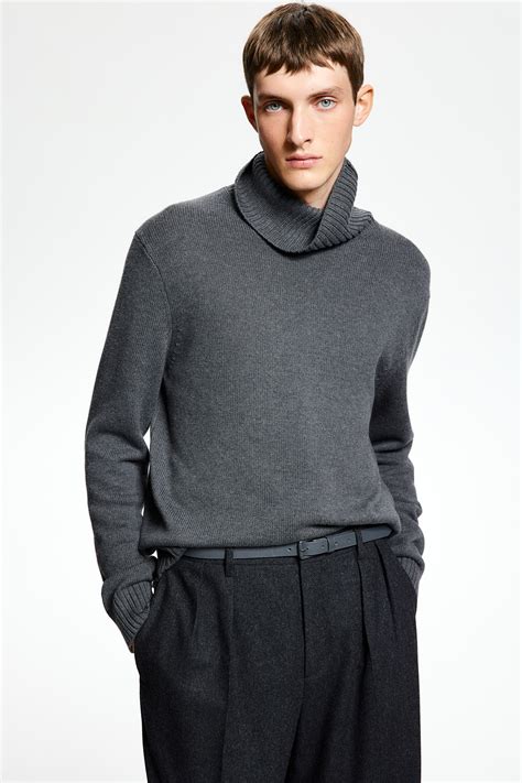 Cotton-Blend Mock-Turtleneck Sweater - Dark gray - Men | H&M CA