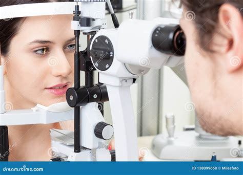 Young Woman Having an Slit-lamp Eye Test in Ophthalmology Clinic Stock Photo - Image of ...