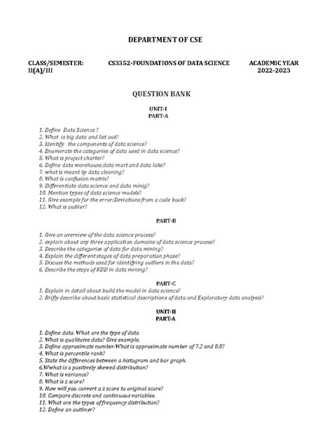 FDS Unit 1 - Unit 1 notes - I INTRODUCTION Data Science: Benefits and ...