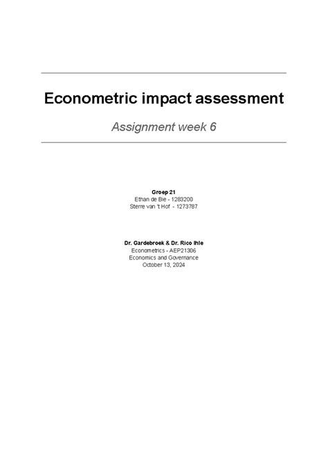 Econometrics AEP: Week 6 Group 21 Assignment on Treatment Effects ...