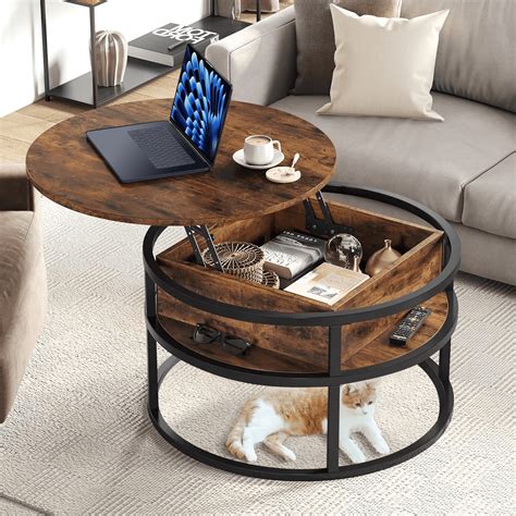 Elevate Your Space: Lift Top Round Coffee Table with Storage