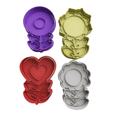 Set Flowers Cookie Cutter STL - STL Cookie Cutters – Over 35,000 ...