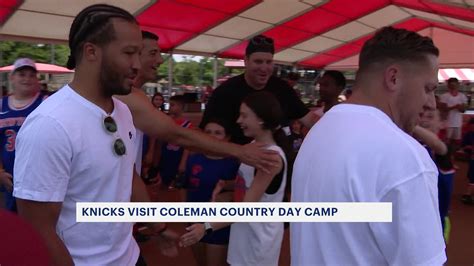 New York Knicks players teach campers at Coleman Country Day Camp in ...