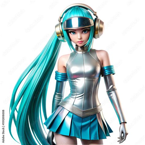 Hatsune Miku the famous virtual singer from japan isolated on ...