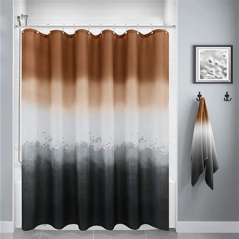 Brown and Grey Waffle Weave Shower Curtains for Bathroom Brown Black ...