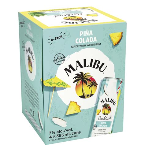 Malibu Cocktail Pina Colada 4 Pack Cans – Newfoundland Labrador Liquor ...