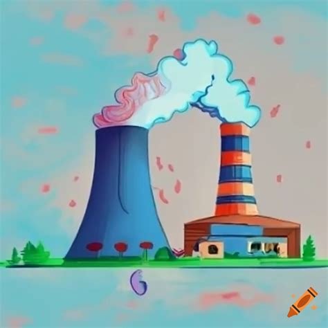 Drawing of a thermal power plant for kids on Craiyon