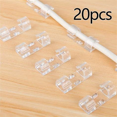20 Piece Set Of Adhesive Cable Clamps, Transparent Wire Brackets For ...