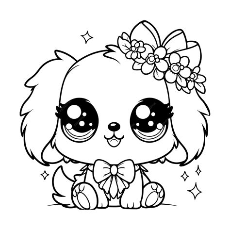 Kawaii cute dog coloring pages for kids | Premium AI-generated vector