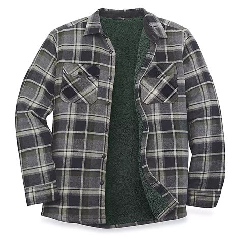 Coleman® Flannel Shirt Jacket - Gray Plaid, XL S-24264GR-X - ULINE