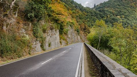 Wallpaper road, distance, trees, rocks, marking hd, picture, image