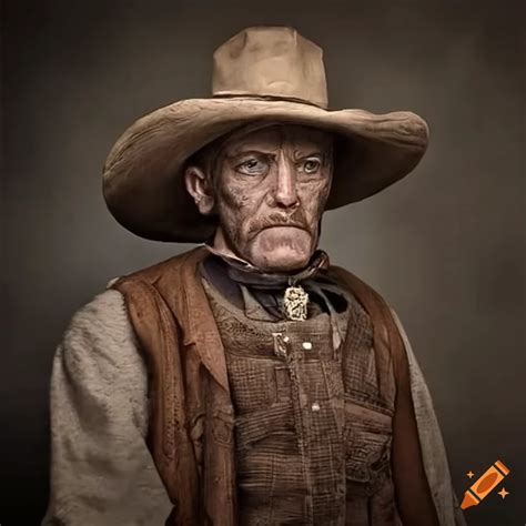 Hyper-realistic ugly cowboy in the old west at night in 1852 on Craiyon