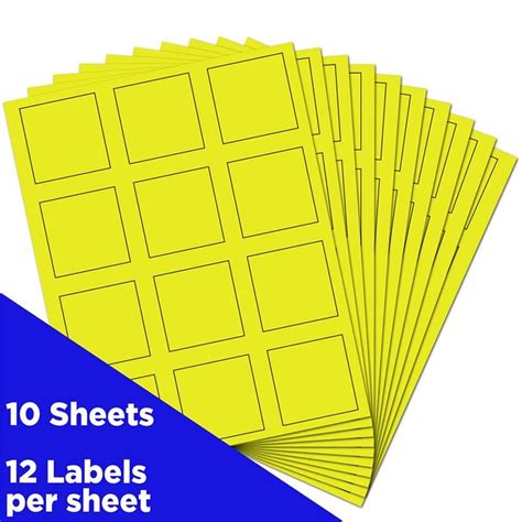 JAM Paper Mailing/Shipping/Address Labels 2-in x 2-in Neon Yellow ...