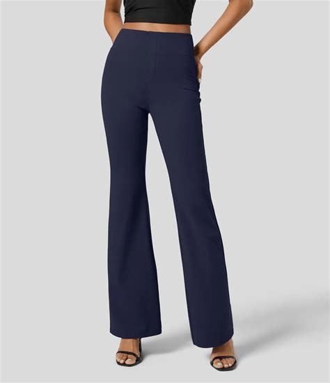 High Waisted Back Pocket BootCut Flare Pants - Navy – Fluid