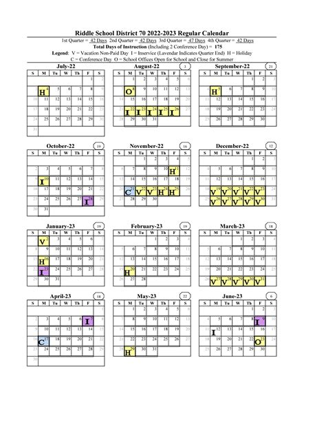 School Calendar | Riddle School District