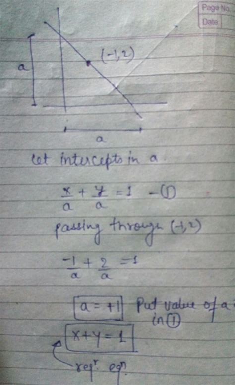 Equation of a straight line passing through the points (-1,2) and ...