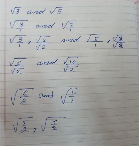 write the rational number between under root 3 and under root 5 ...