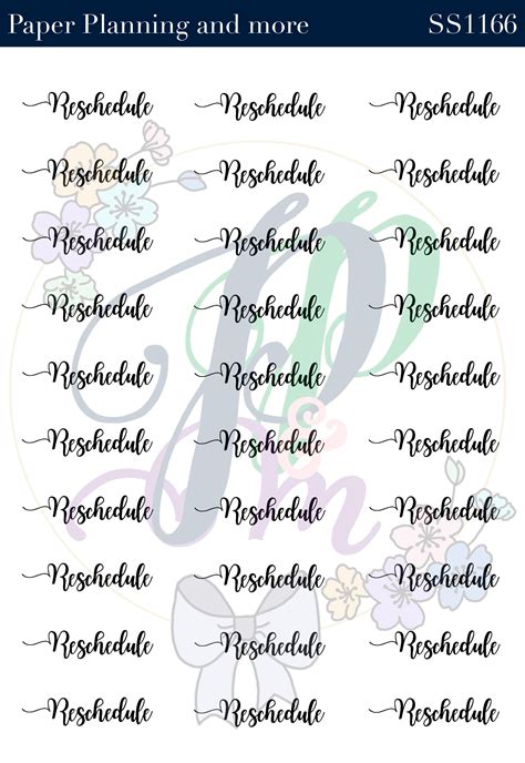 Reschedule Handwritten Sticker Sheet – Paper planning and more