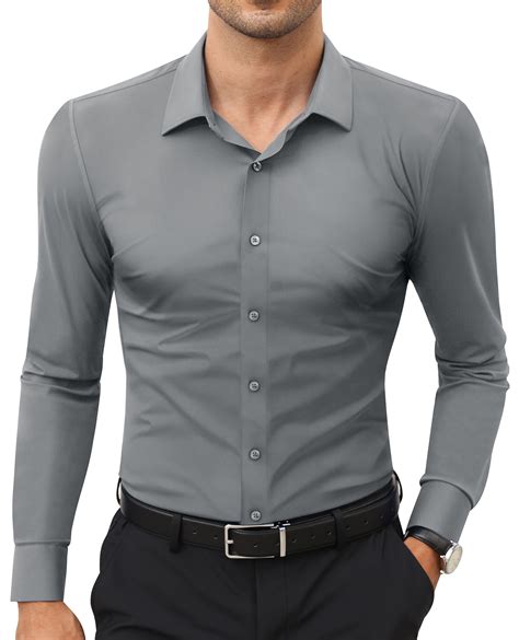 Alimens & Gentle Men's Long Sleeve Button Down Shirts Stretch Dress ...