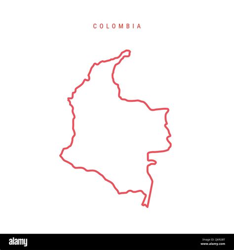 Colombia editable outline map. Colombian red border. Country name. Adjust line weight. Change to ...