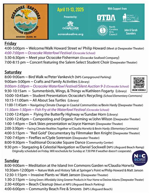 Earthday Poster Schedule | Ocracoke Observer