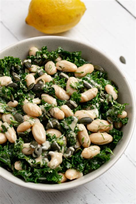 Kale and White Bean Salad with Lemon Tahini Dressing | More Plants ...