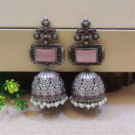 Charm Silver Look Alike Oxidised Jhumka Earrings for Women | Ornate ...