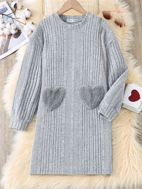 Girls Heart Pattern Drop Shoulder Tee Dress | SHEIN EUR