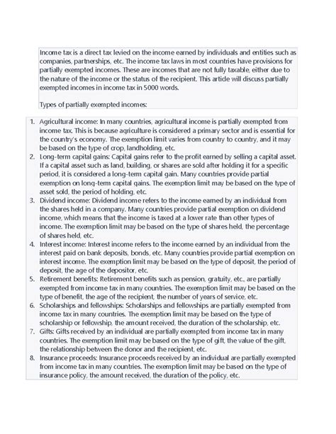Partially exempted incomes - Income tax is a direct tax levied on the ...