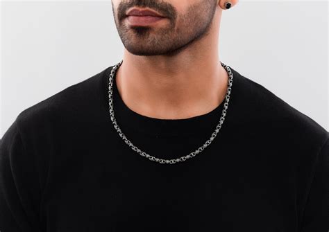 Modern Monk Oxidised Silver Chain for Men
