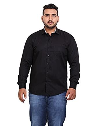 JOHN PRIDE Men Black Coloured Shirt (Sizes: 2XL- 5XL) : Amazon.in ...