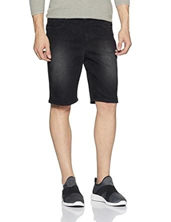 Amazon Brand - Symbol Men's Regular Fit Denim Shorts (AD-SHR-167_Black ...