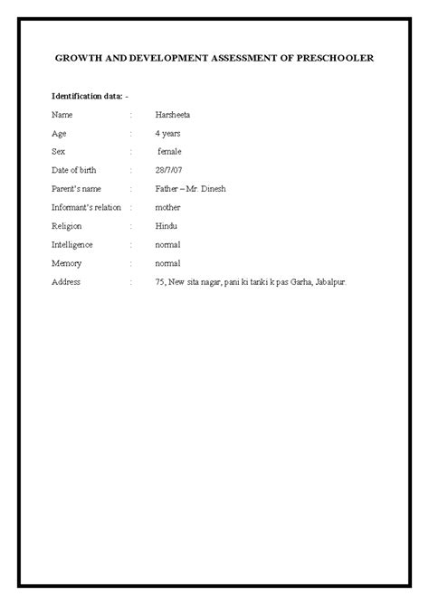 Groth assessment of preschooler - GROWTH AND DEVELOPMENT ASSESSMENT OF ...