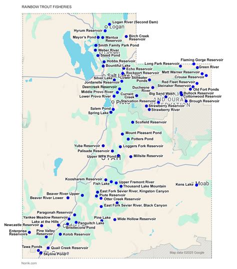 Utah Fishing Maps and Locations by Species