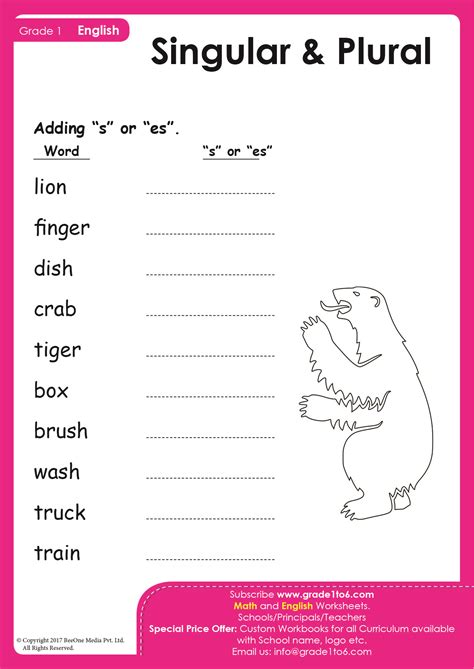 1st Grade Singular And Plural Nouns - Free Worksheets Printable