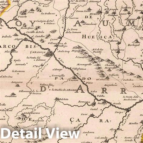Historic Map : 1663 Kingdom of Aragon, Spain. - Vintage Wall Art - Historic Pictoric