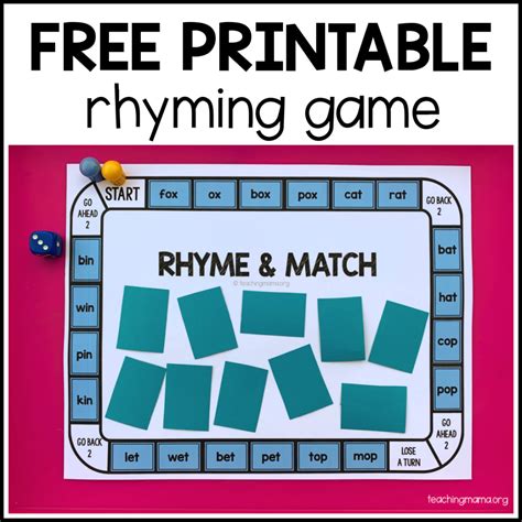Rhyme & Match Printable Game - Teaching Mama - Worksheets Library