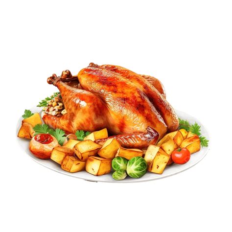 Roast Turkey Dinner Clipart Illustration For Thanksgiving Christmas ...