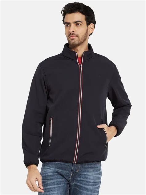 METTLE Men Navy Blue Bomber Jacket