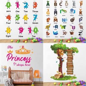 WALL STICKS 150 cm Animal Alphabets Princess Sleeps Here 12 Months Baby ...
