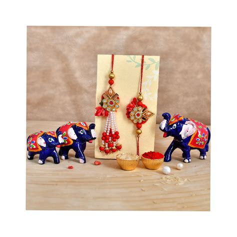 CraftVatika Rakhi Set of 2 for Bhai Bhabhi - Couple Rakhi for Brother ...