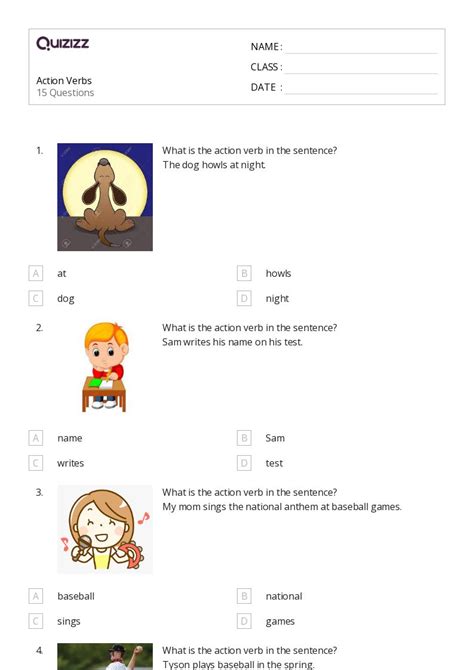 Verbs Worksheet for Kids 的图像结果