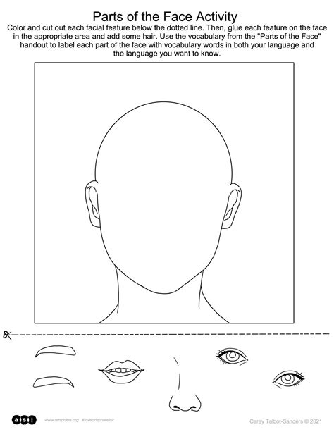 Parts Of The Face Handouts | Art Sphere Inc.