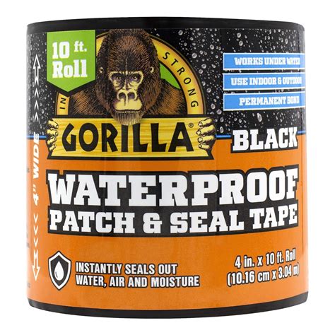 Amazon.com: Gorilla Waterproof Patch & Seal Tape 4" x 10' Black, (Pack ...