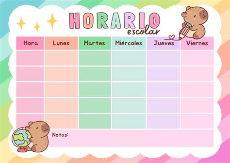 Plantilla De Horario De Clases Word