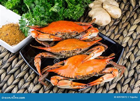 Hot Steamed Blue Crabs Ginger Maryland Crabs Cooked Ready To Eat Stock ...