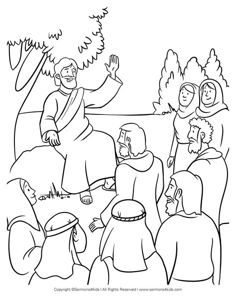 Jesus Sermon On The Mount Coloring Page