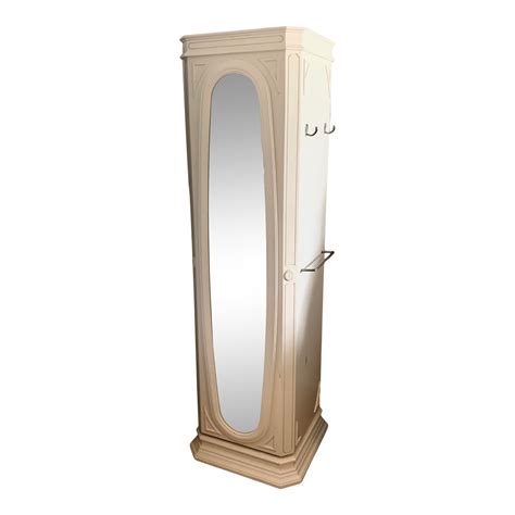 Bright White Rotating Mirrored Floor Jewelry Armoire | Chairish