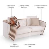 Buy Emory Nine Seater Daisy White Chenille Fabric Sofa at Durian