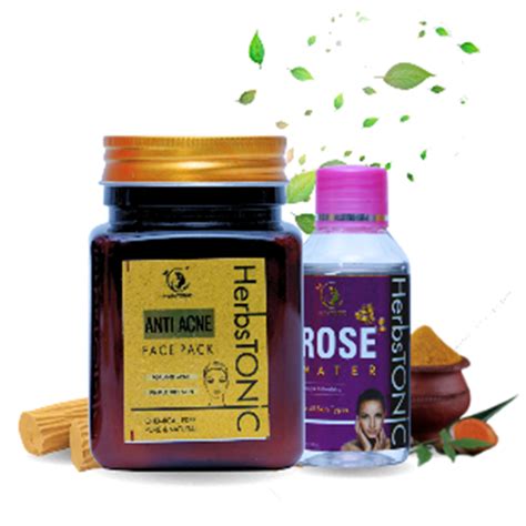 Herbstonic Anti-Acne Dry Face Pack Plus Rose Water (100gm & 100ml ...